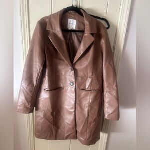 Avec Les Filles Brown Faux Leather Jacket, XL